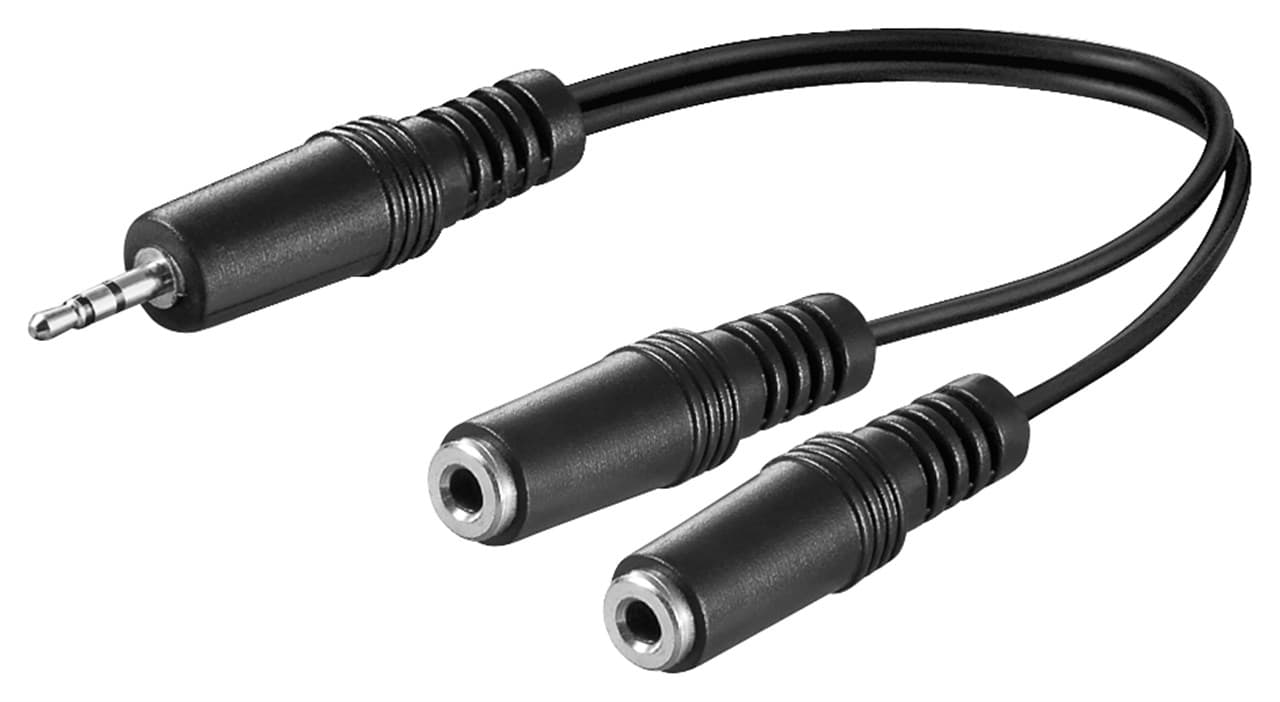 Adaptateur de câble en Y audio Goobay 3,5 mm, 1x fiche 2x prise mono